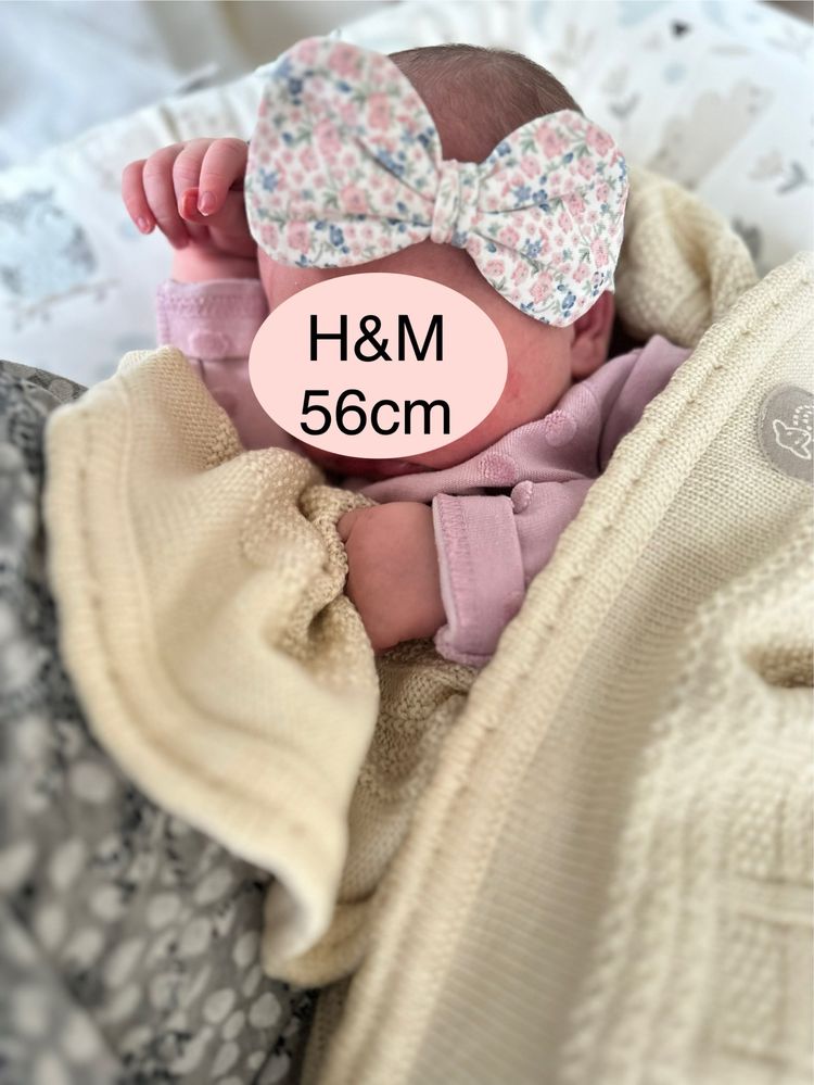 opaska dla niemowlaka noworodka w kwiatki 50 56cm H&M