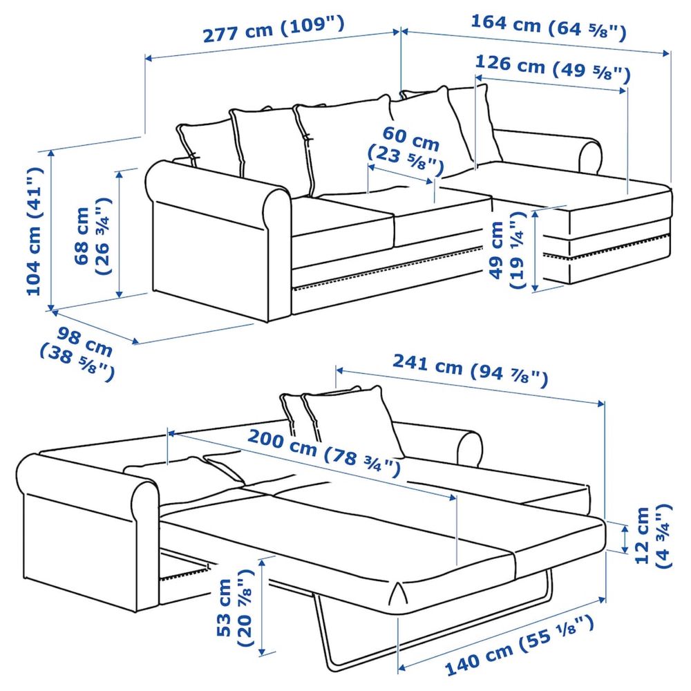 Sofá-cama cinzento (Gronlid-IKEA)