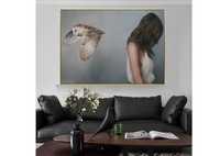 Nowy Obraz Canvas artystyczny kobieta modelka ptak sowa 80x60cm