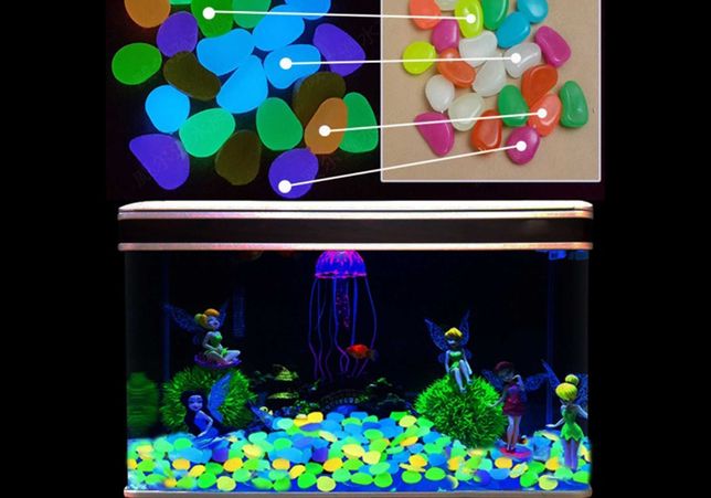 Декоративные цветные светящиеся камни камушки грунт для аквариума рыб