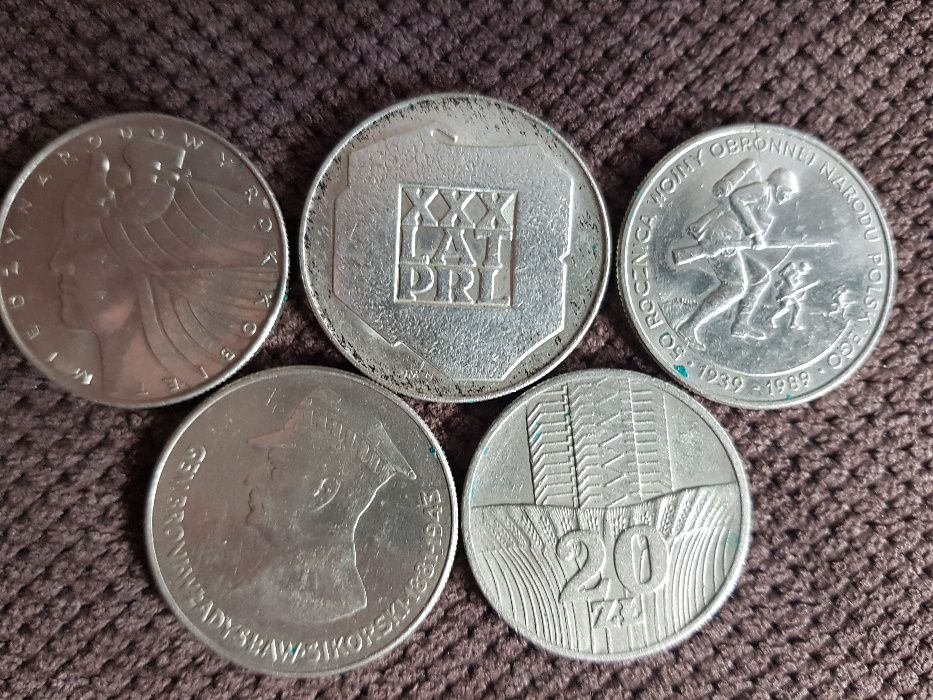 Monety 20 zł i inne, unikatowe bez znaku mennicy.