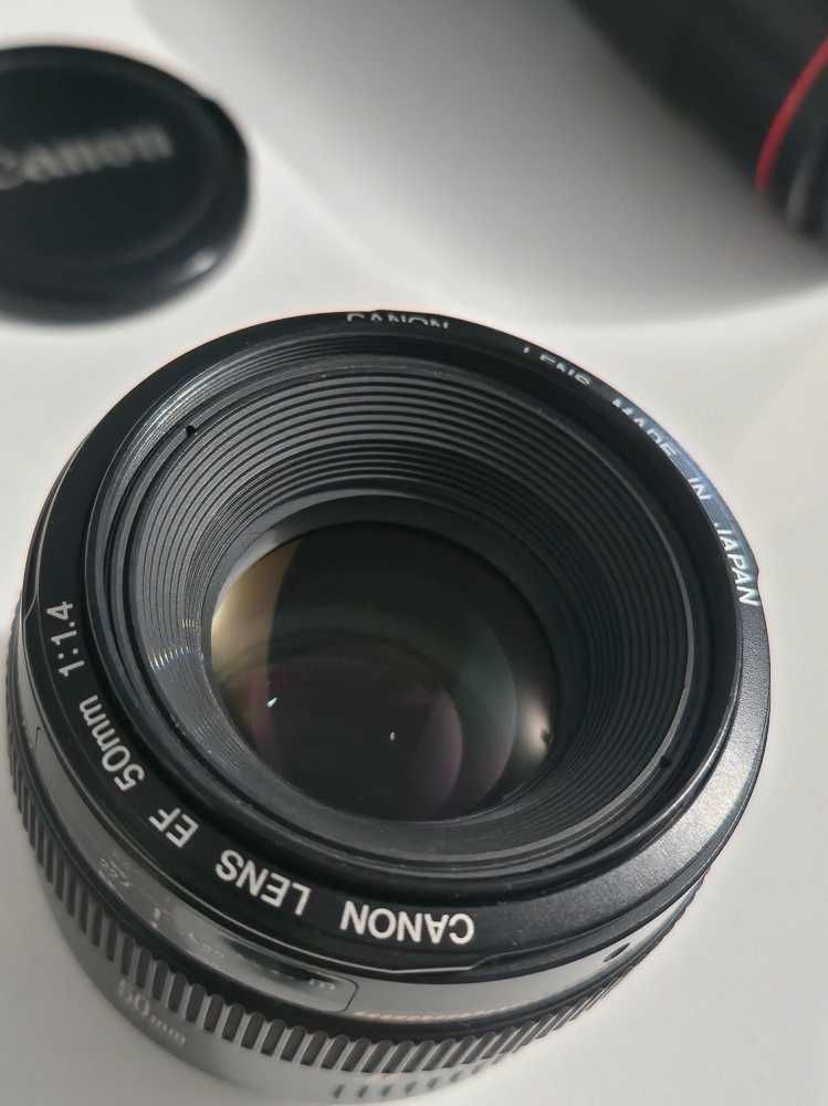 Okbiektyw Canon 50mm f/1.4 EF i kabel tethertools