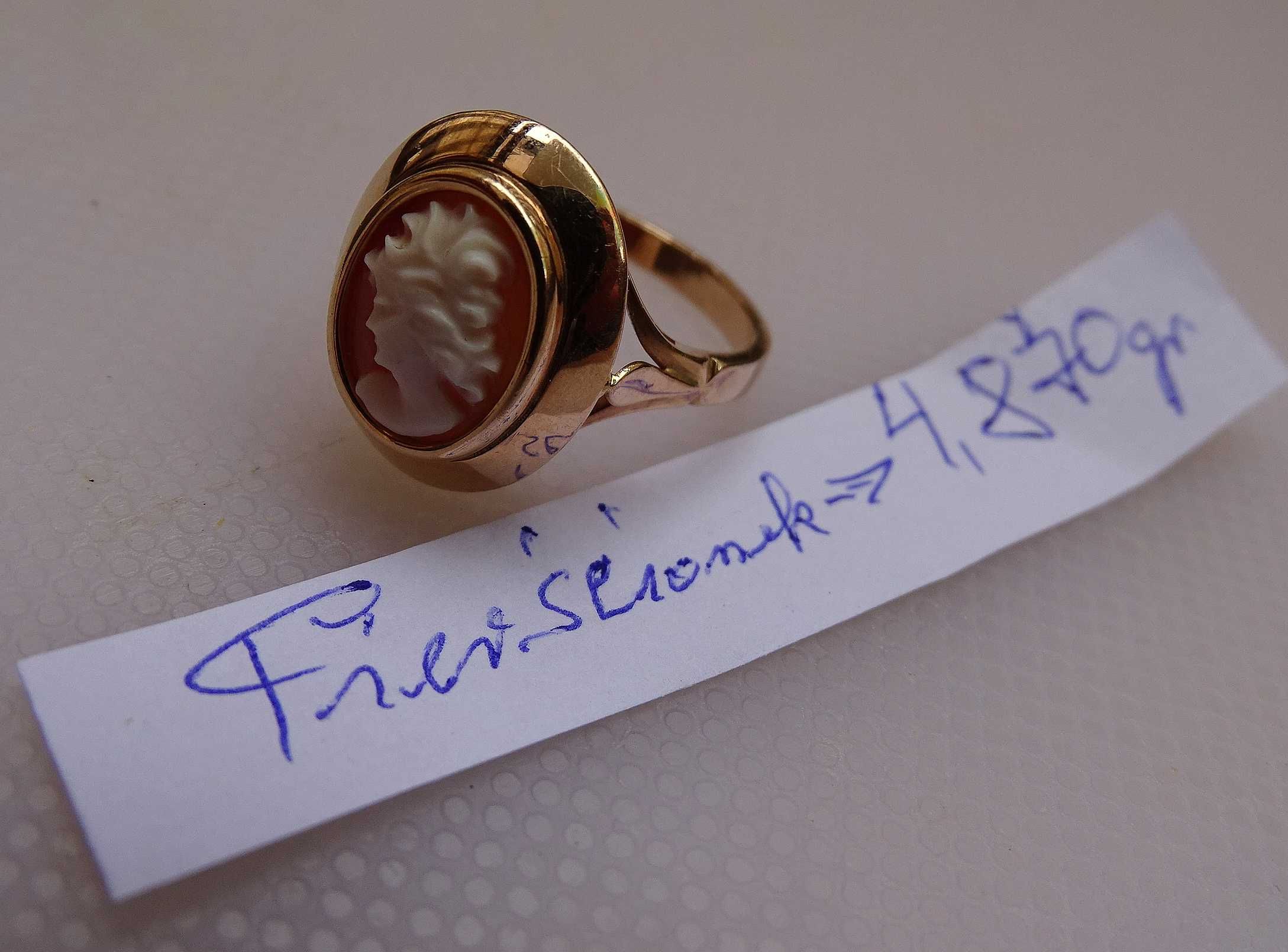 Złota biżuteria, komplet: wisiorek i pierścionek, Pani Walewsk, okazja