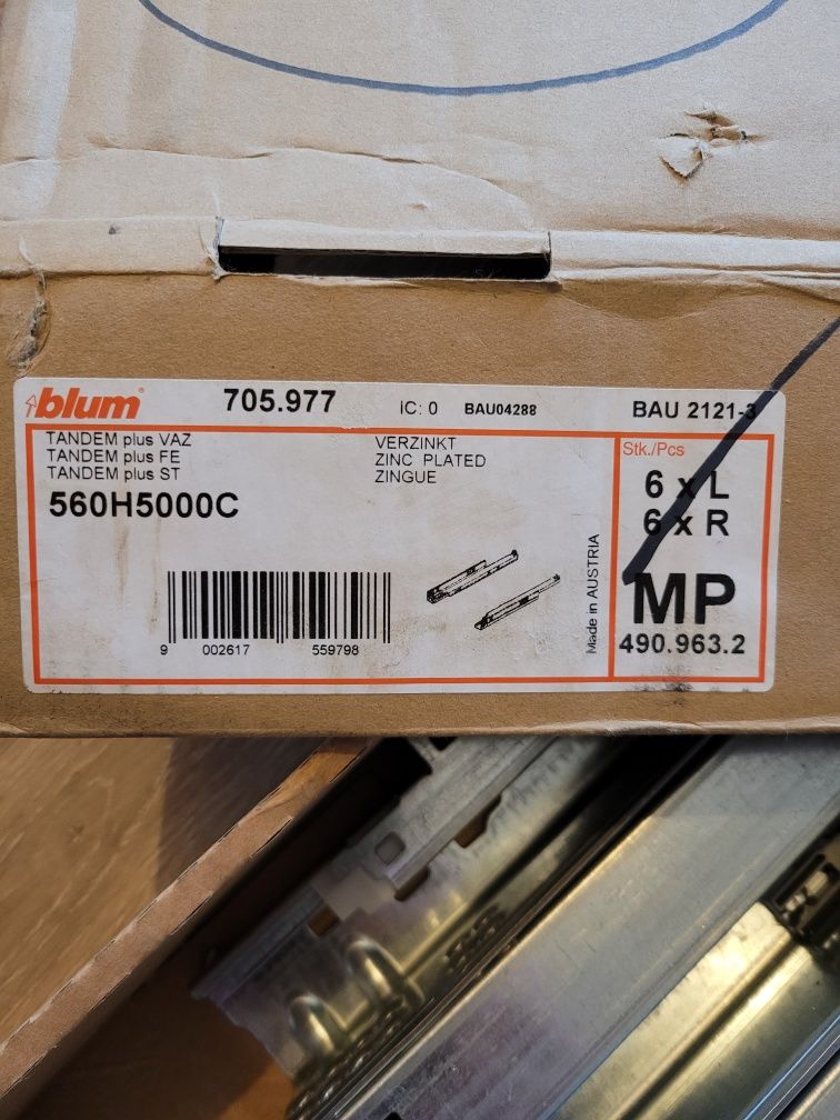 Prowadnice blum tandem 500mm tip-on