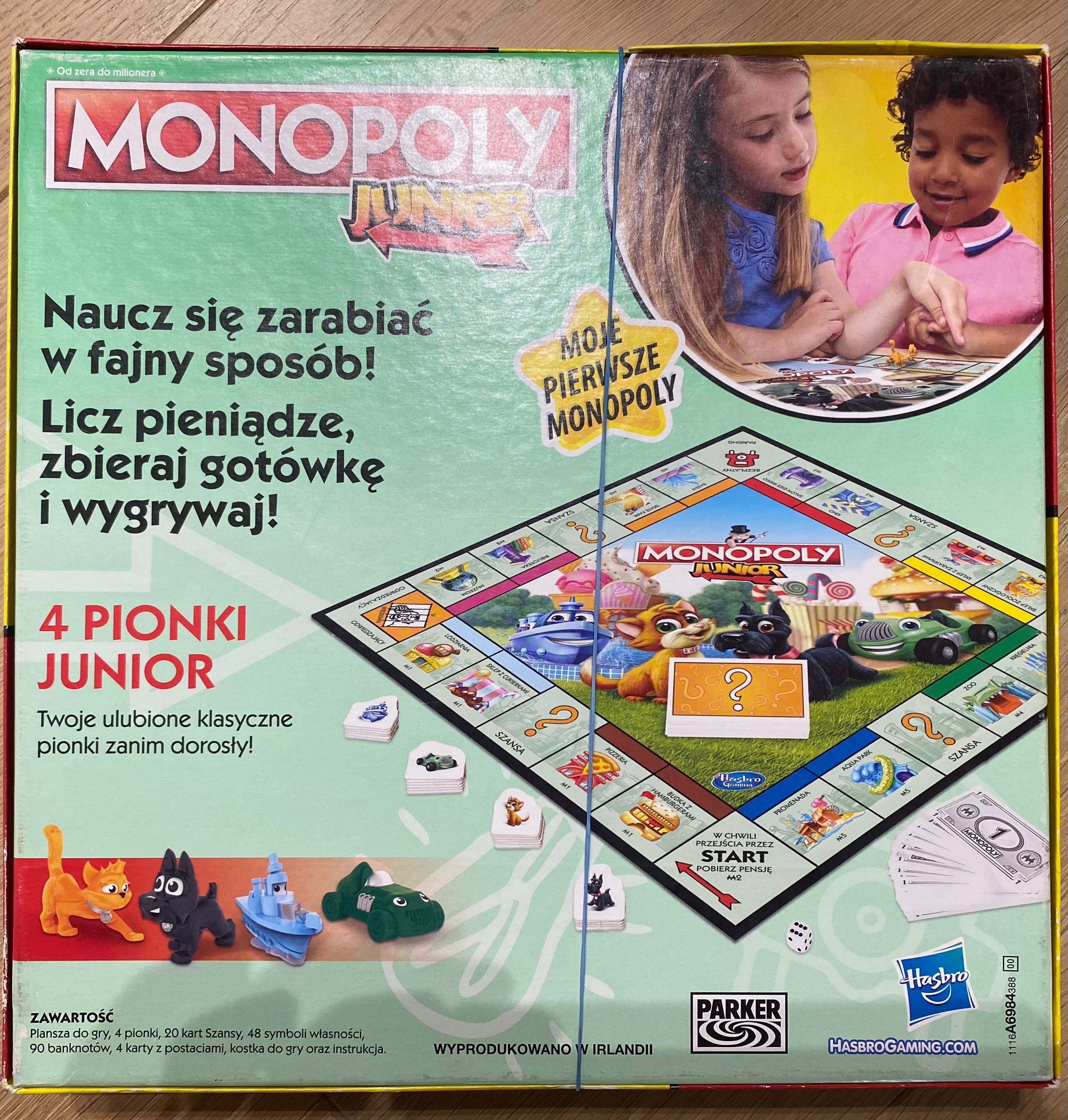 Oryginalna gra Monopoly Junior A6984 Statek Orzeszek Szkocik Autko