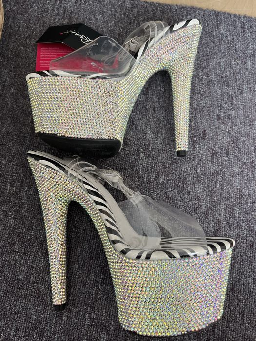 Buty na platformie r. 39 nowe transparentne jak pleaser zebra Roxie