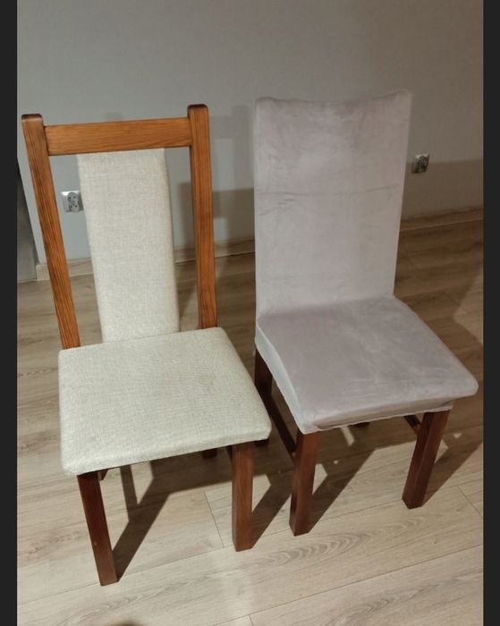 4 nowe pokrowce na krzesła elastyczne uniwersalne kremowe plamoodporne