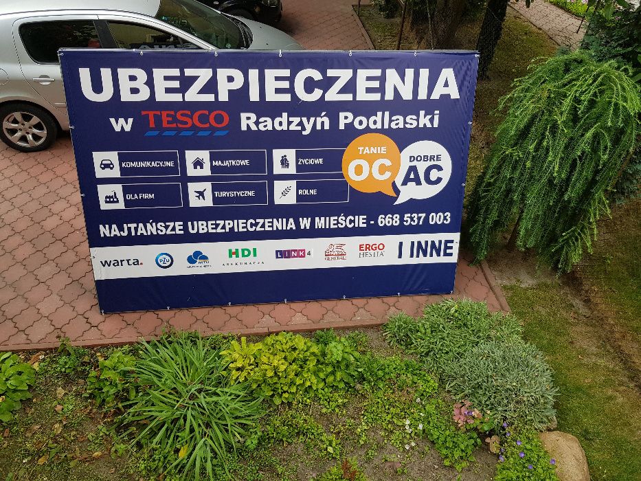 baner reklamowy, prawie jak przyczepa reklamowa, stalowa, wybory