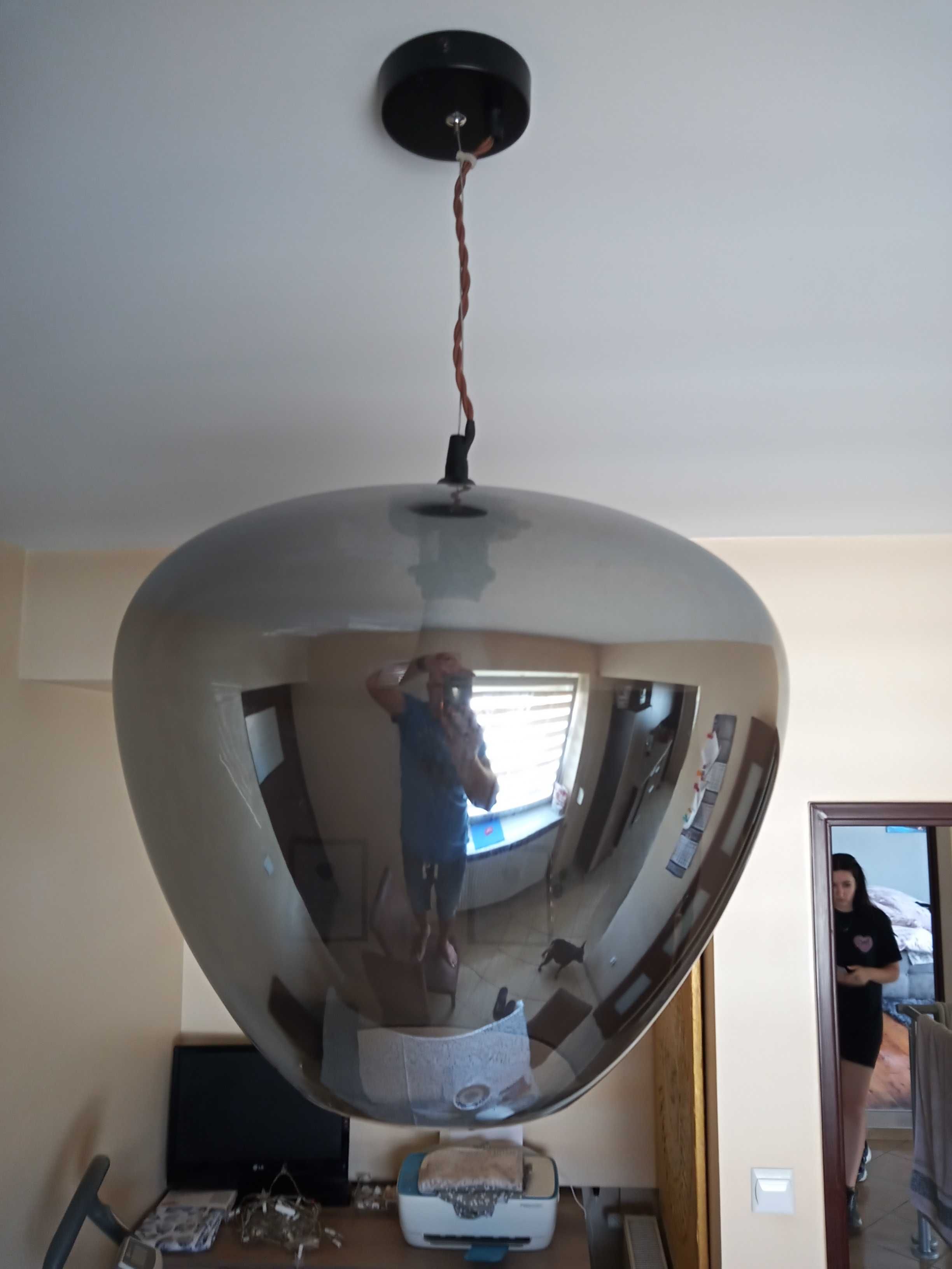 Lampa sufitowa dymione lustrzane szkło tulipan  jadalnia salon
