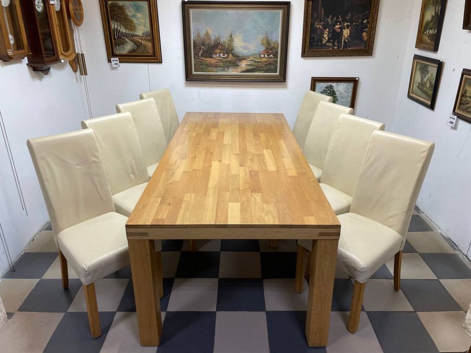 Стіл масивний дерево 2093 дуб стол стулья кожа 2094