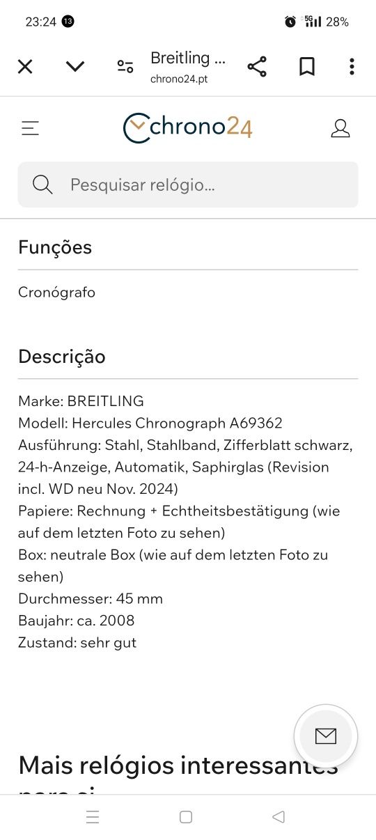 Relógio breitling automático