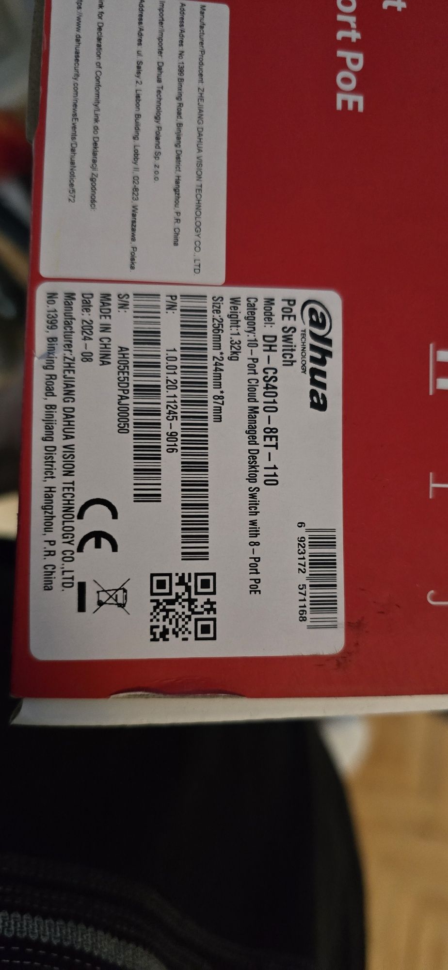 Switch Dahua 8 portowy POE  DH-CS4010-8ET-110