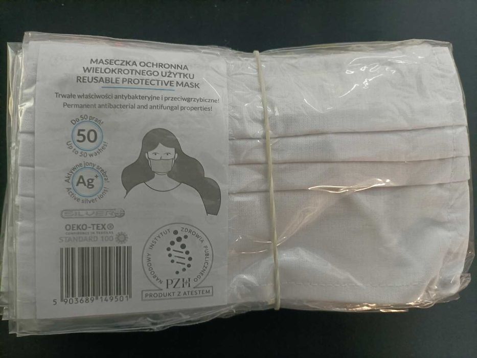 Silverplus OEKO-TEX Maska Maseczka na twarz Bawełny 10szt NrD203