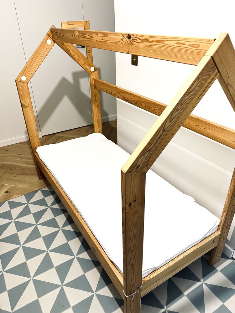 Łóżko dziecięce 160x70 oryginalne Pinio domek komplet materac szuflada