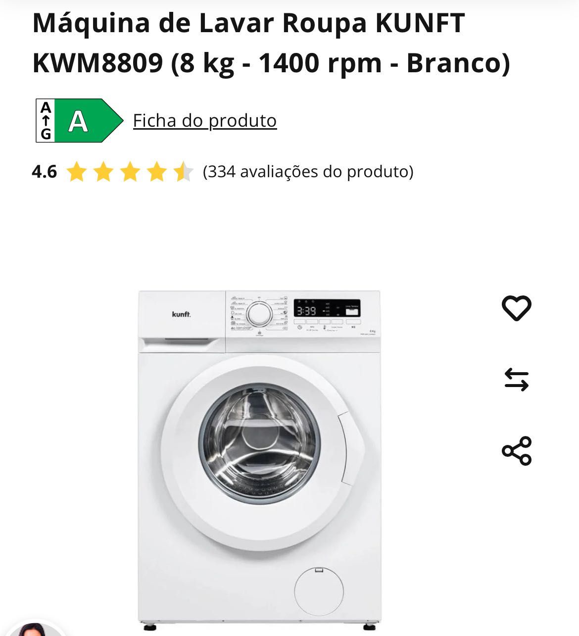 Vendo Máquina de lavar Kunft 8kg