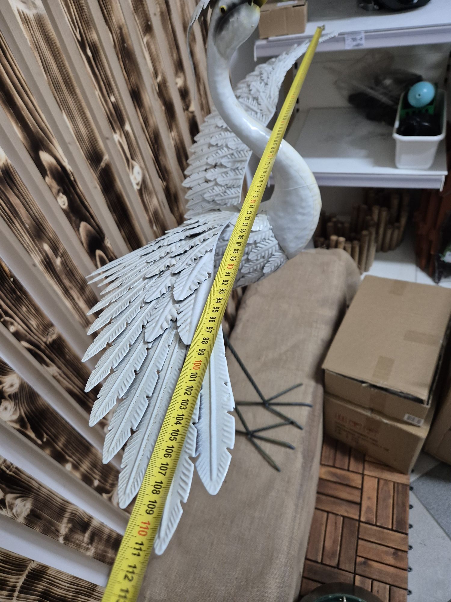 Żuraw figurka duża metalowa 117 h cm