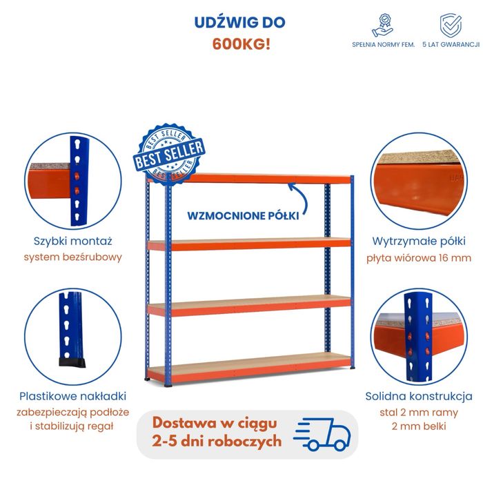 Regał magazynowy modulowy paletowy uzywany skrecany