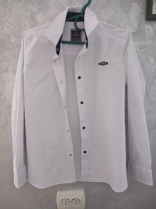 Біла сорочка для хлопчика 7–8 років, розмір 134/9