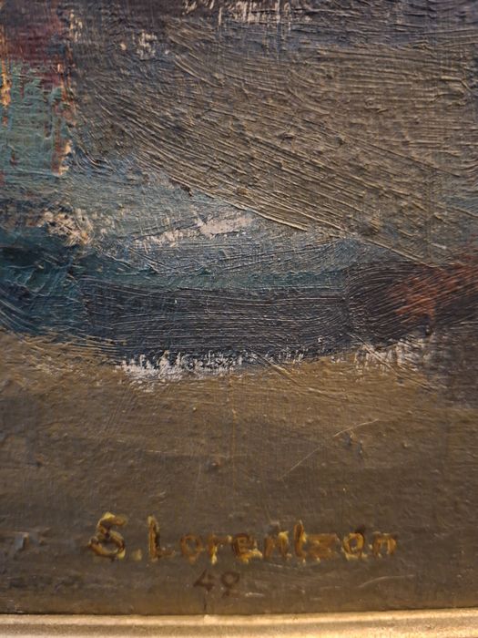 Stary obraz olejny w drewnianej ramie - Martwa natura