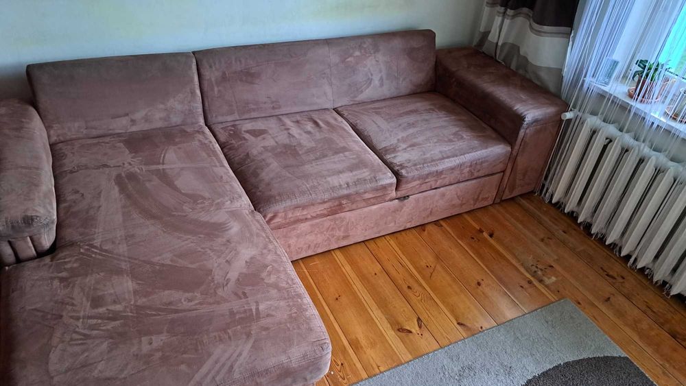 Kanapa narożna z funkcją spania, łóżko duże, sofa z barkiem wysuwanym