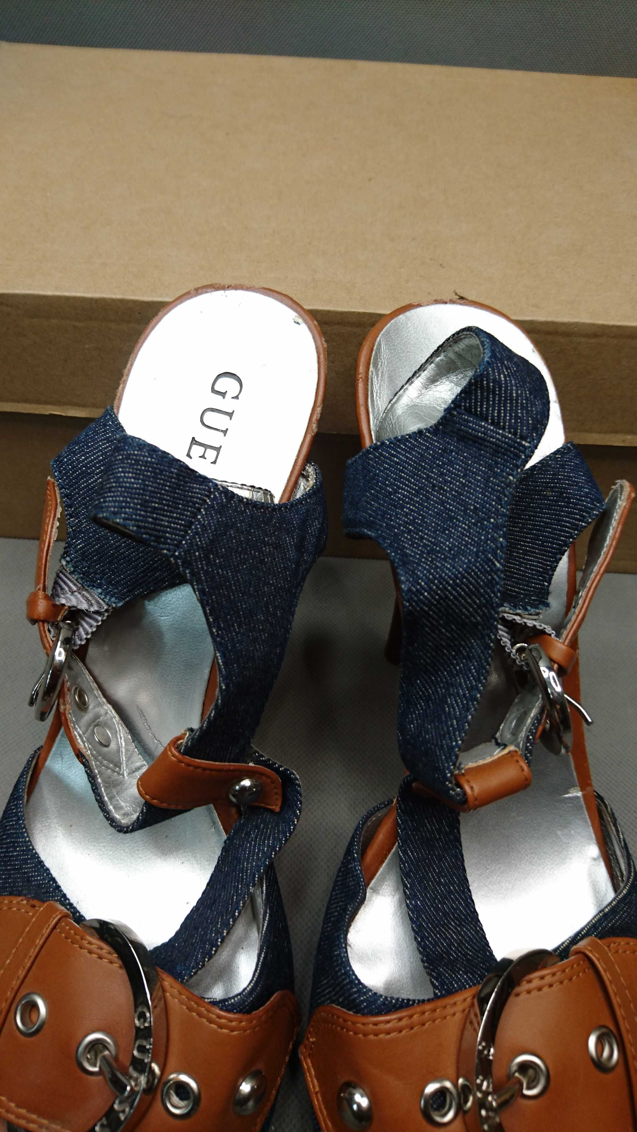 Buty Guess Szpilki Wysokie Sandały Jeans R.40