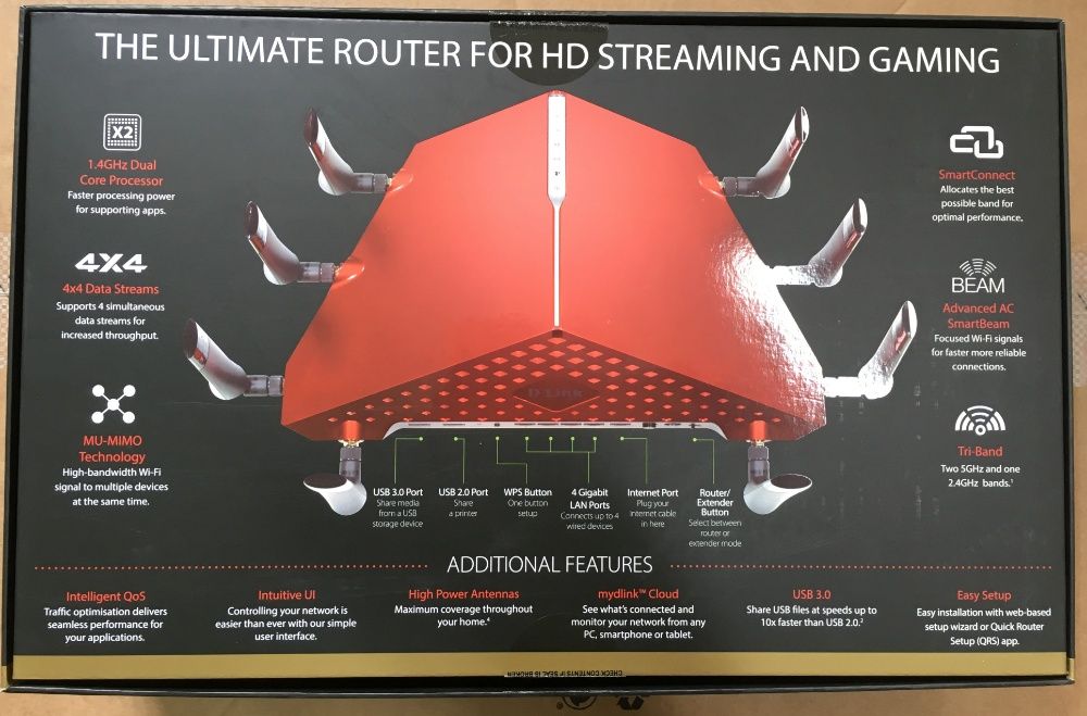 Router D-Link AC5300 ultrat DIR -895 L com 8 antenas de alta potencia