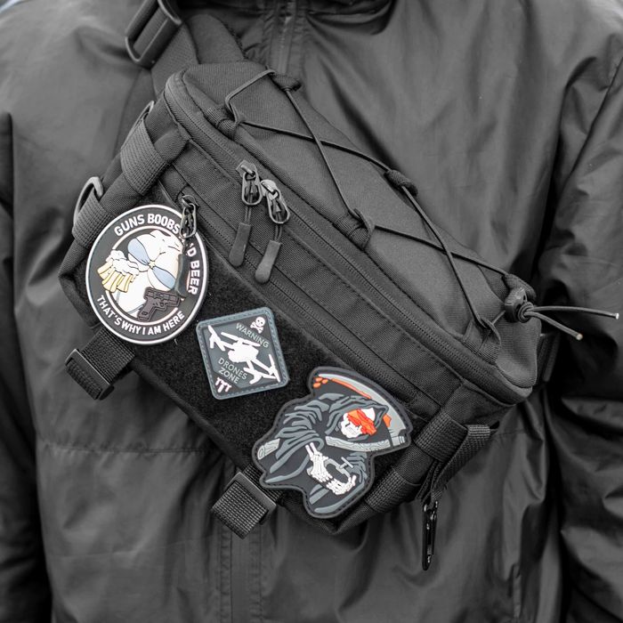 Тактична бананка нагрудна сумка TAC BIG Black поясна сумка з MOLLE