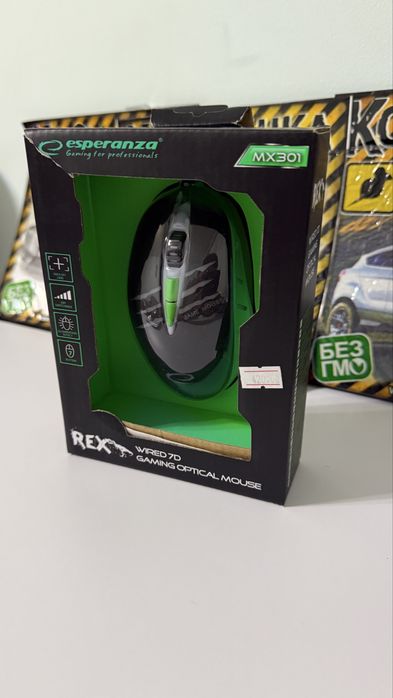 Миша Esperanza MX301 Rex USB Black/Green (EGM301)