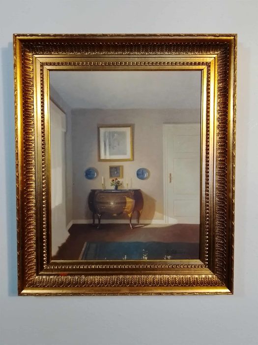 Stary obraz na płótnie sygnowany.