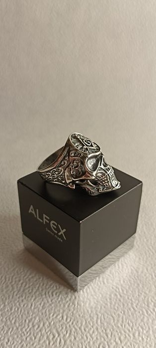 Печатка серебряная череп масона