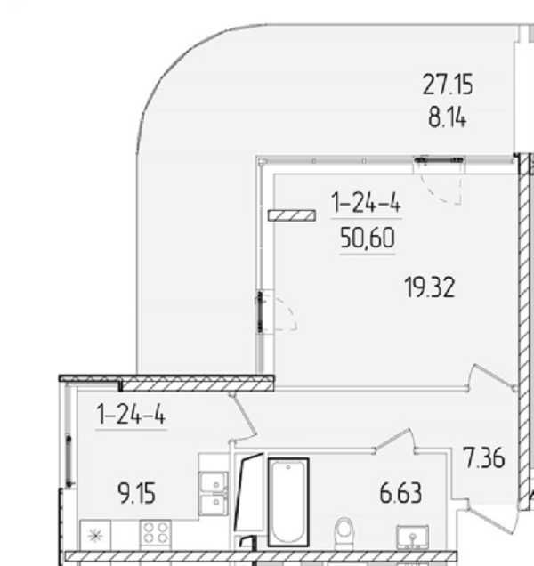 Большая 1-комн. террасой на Краснова, Кадор Сити,  63 Жемчужина