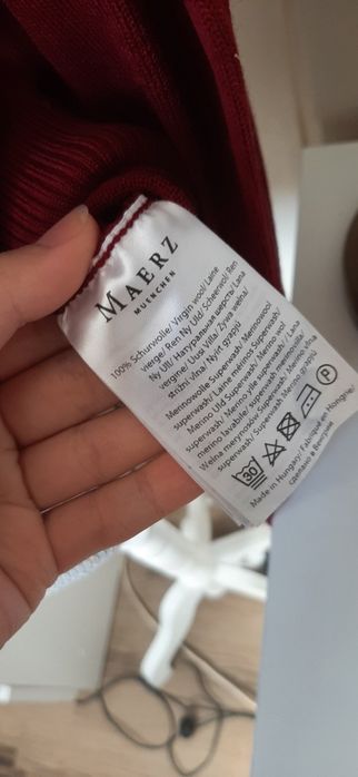 Burgundowy  męski wełniany sweter z kołnierzykiem maerz 42 44