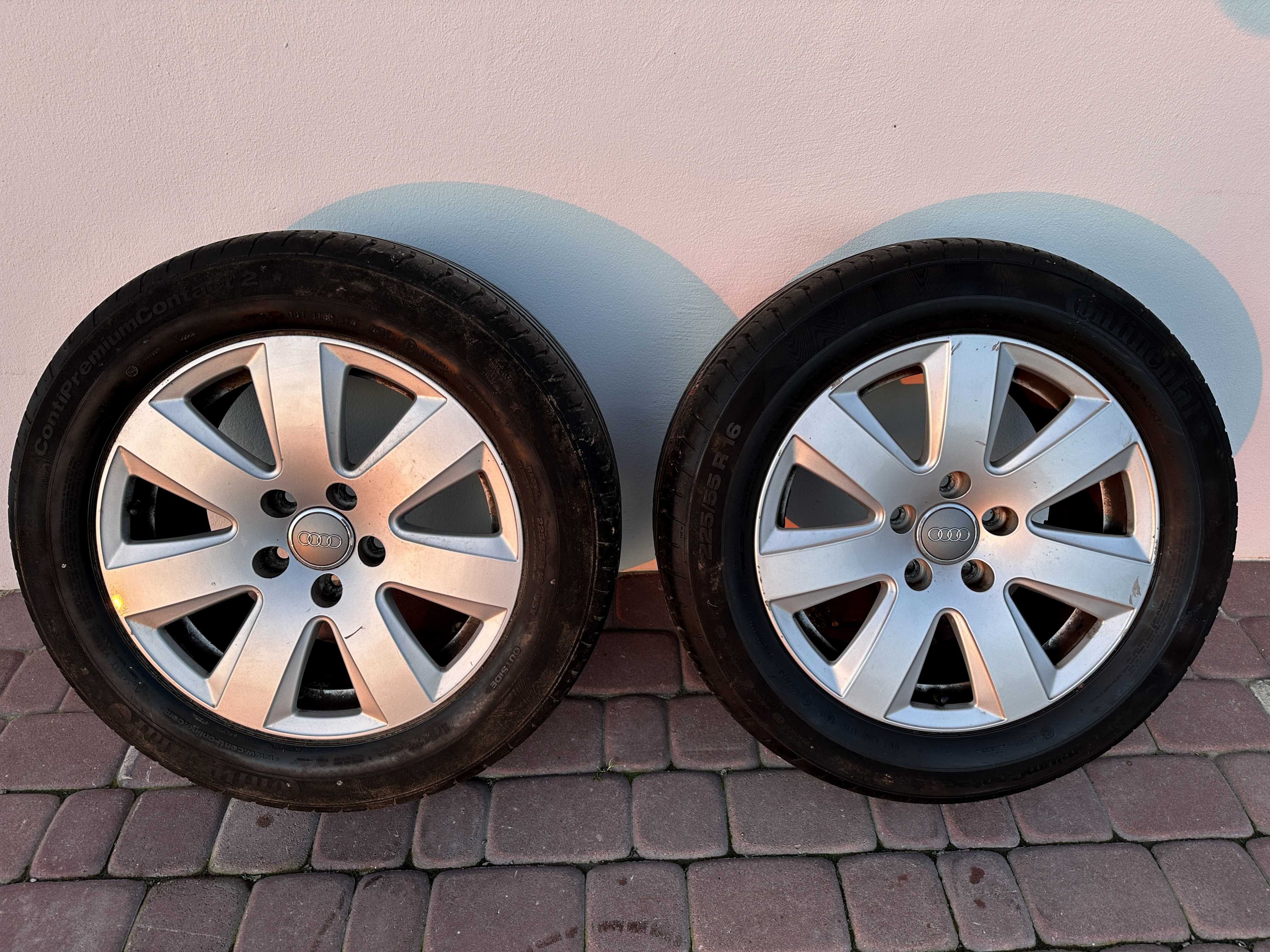 ALUFELGI FELGI AUDI 5x112 R16 + Opony LETNIE Continental 225/55 ŁADNE