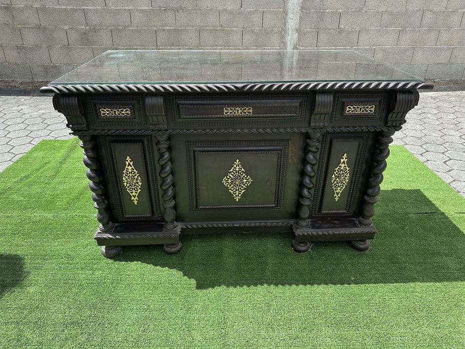 Secretária e cadeira em pau preto - torcidos e tremidos