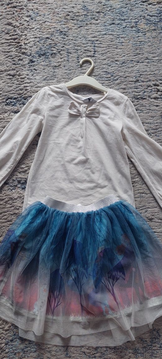 Zestaw C&A  128 134 cm Frozen Kraina Lodu spódniczka bluzeczka Elsa An