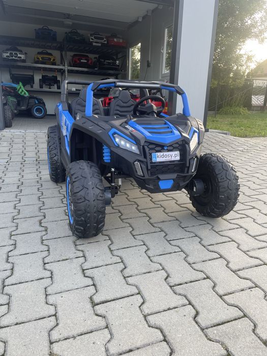 Auto BUGGY Na Akumulator Dla Dziecka 4x200W 24V + Przyczepka Niebieski