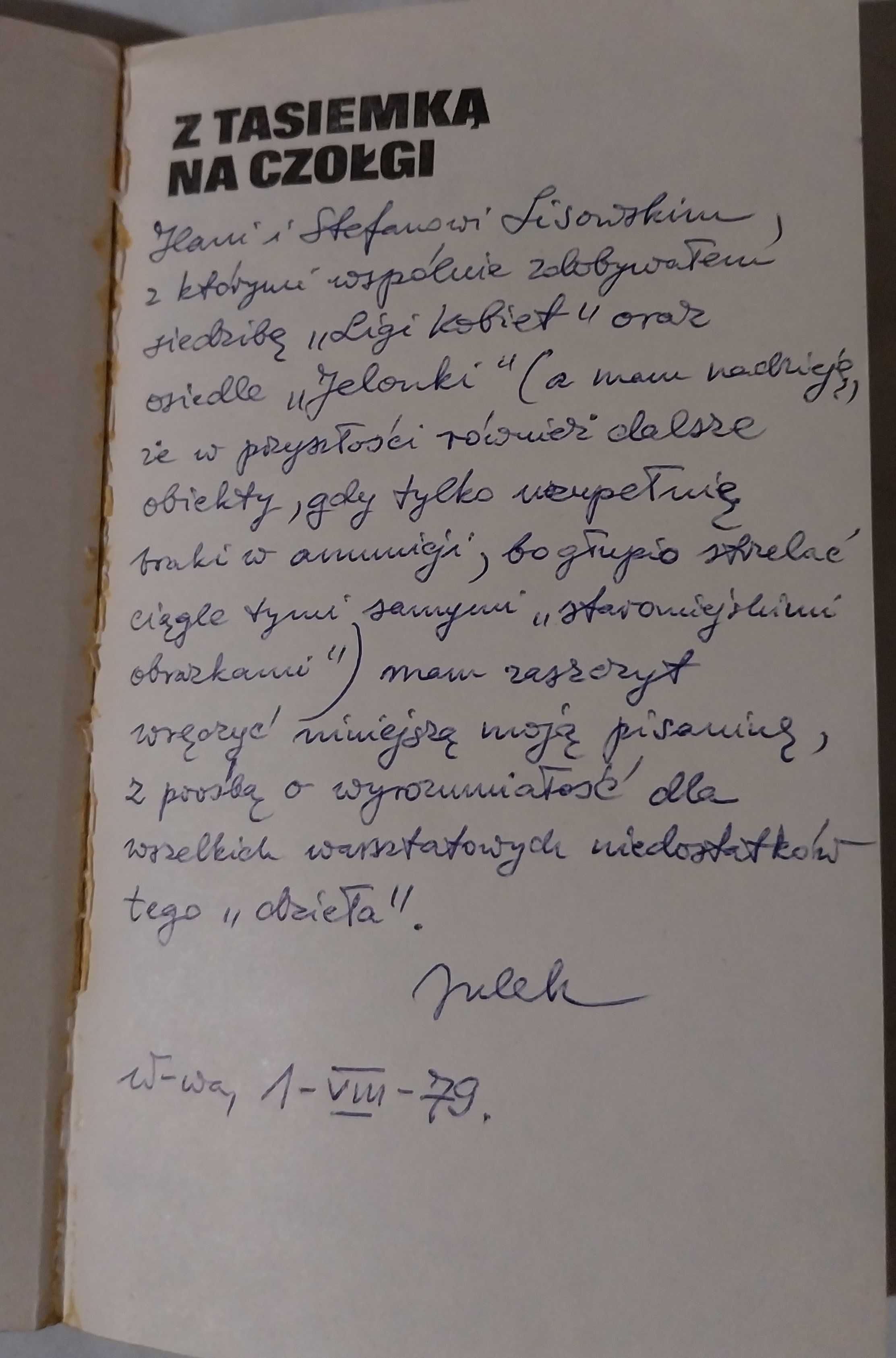 Juliusz Kulesza - Z tasiemką na czołgi - z dedykacją Autora