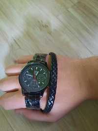 Zegarek czarny metalowa bransoleta  Gratis