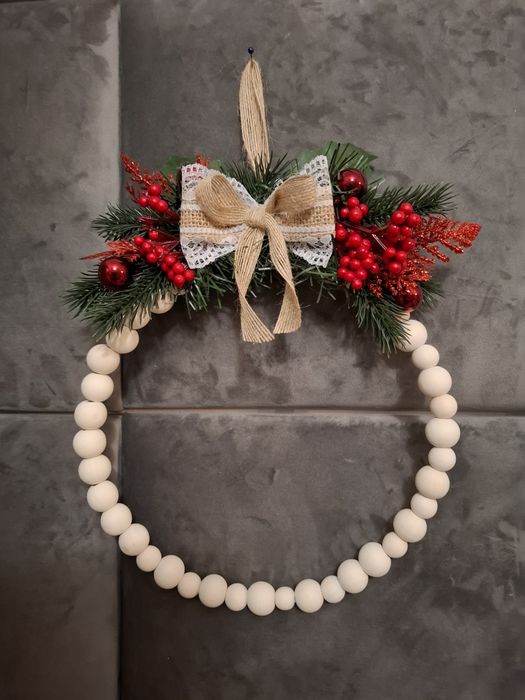 Stroik Świąteczny koraliki Handmade Nowy