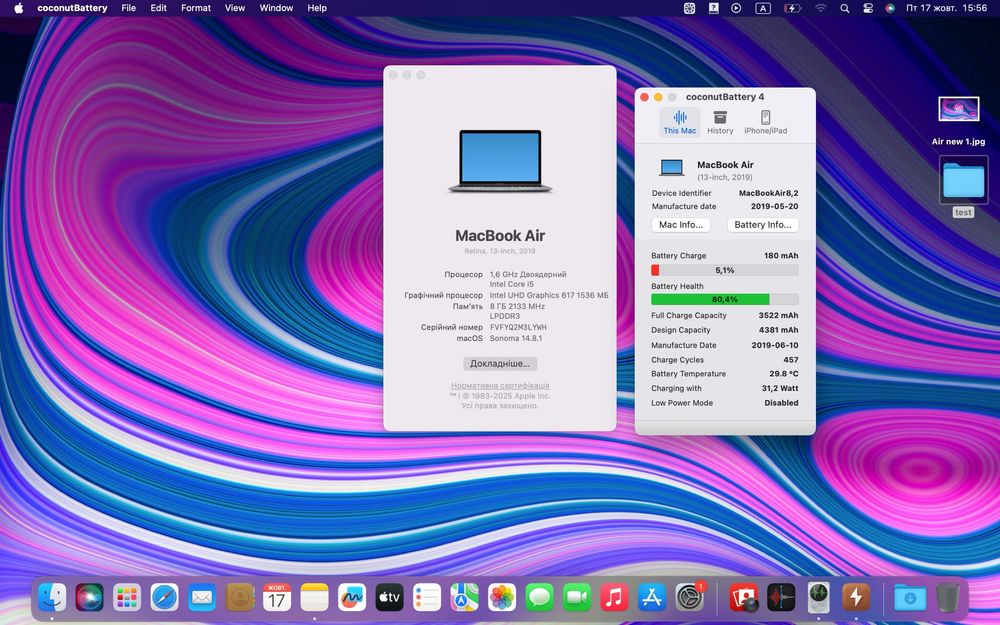 Ноутбук MacBook Air 13” 2019 i5 8ОЗУ 256GB SSD стан  9.5/10 #77819
