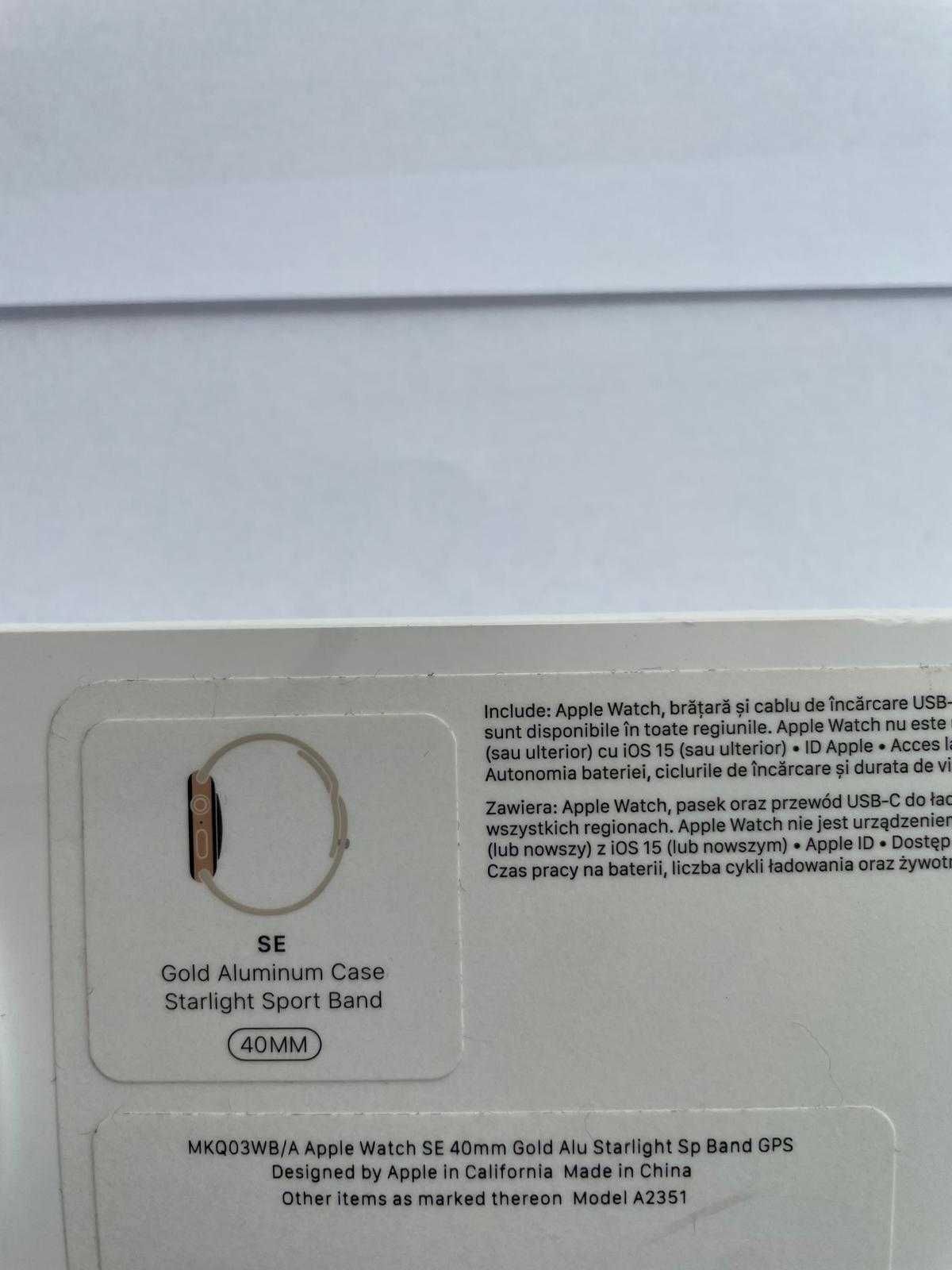 Apple Watch SE z GPS - stan idealny