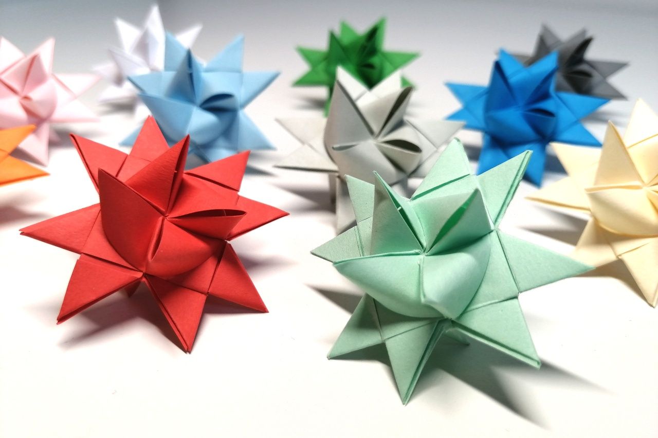 Gwiazdki papierowe Froebla origami bombka gwiazda zawieszki choinkowe