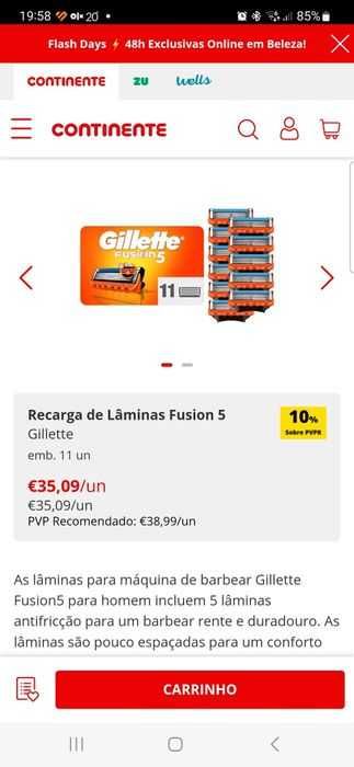 Caixas de 11 Recargas Gillette Fusion 5 Originais, Baratas