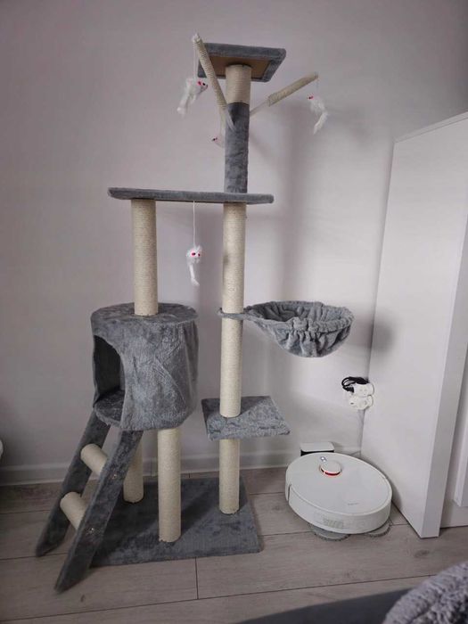 NOWY Drapak Dla Kota Wysoki Wielopoziomowy 138cm Domek Hamak