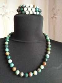 Шикарный женский набор шамбала (бусы+браслет) натуральный камень яшма