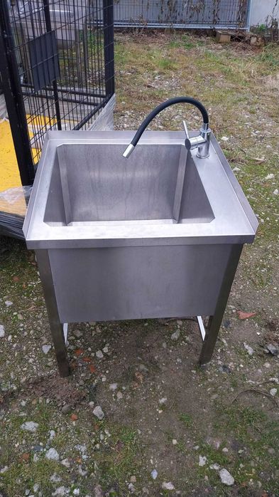 Basen gastronomiczny spawany z baterią | 70x64x85 cm