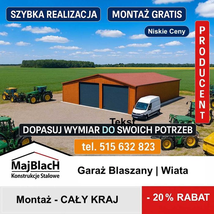 Garaż Blaszany Ocynkowany | MAGAZYN| Schowek| Blaszak| RAL– Maj-Blach