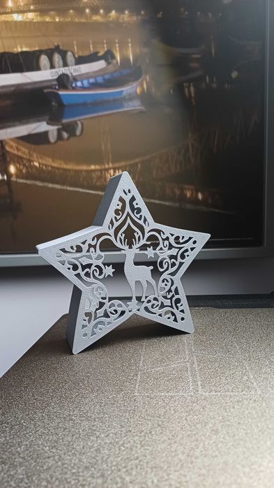 Estrela de Natal – Porta-Vela 3D “Reindeer” – Decoração Natalícia