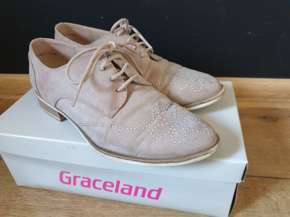 Buty damskie 37 półbuty różowe Deichmann Graceland