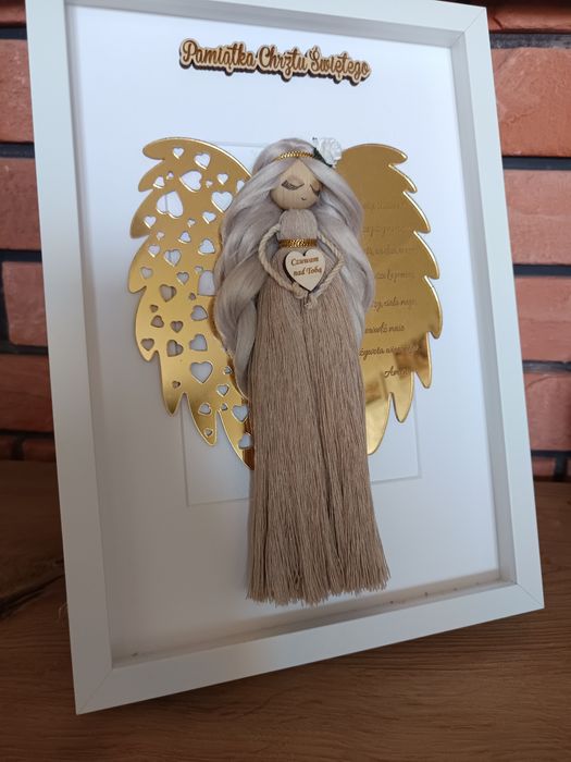 Anioł stróż ,makrama imię prezent komunia chrzest urodziny